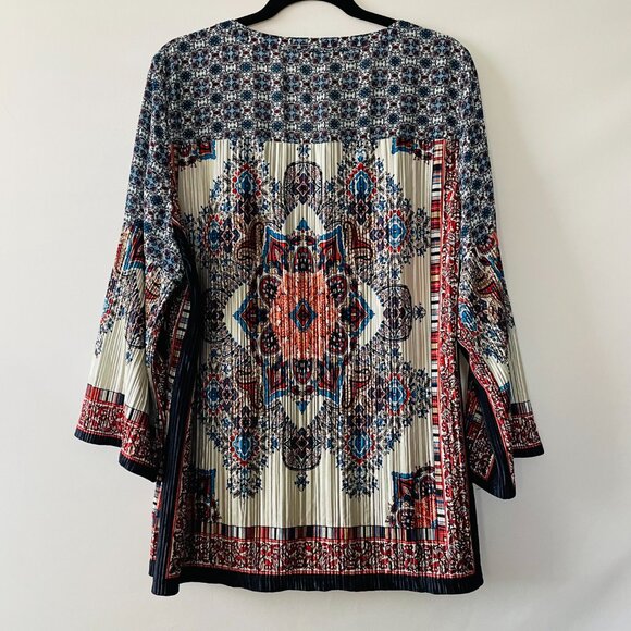 Valerie Stevens Womens Multicolor Vibrant Paisley Boho Blouse Tunic Top Size XL - Picture 9 of 9